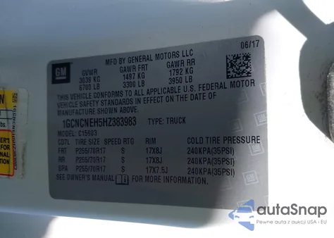 2017 Chevrolet Silverado 1500 Ls из США, поврежденный, VIN 1GCNCNEH5HZ383983